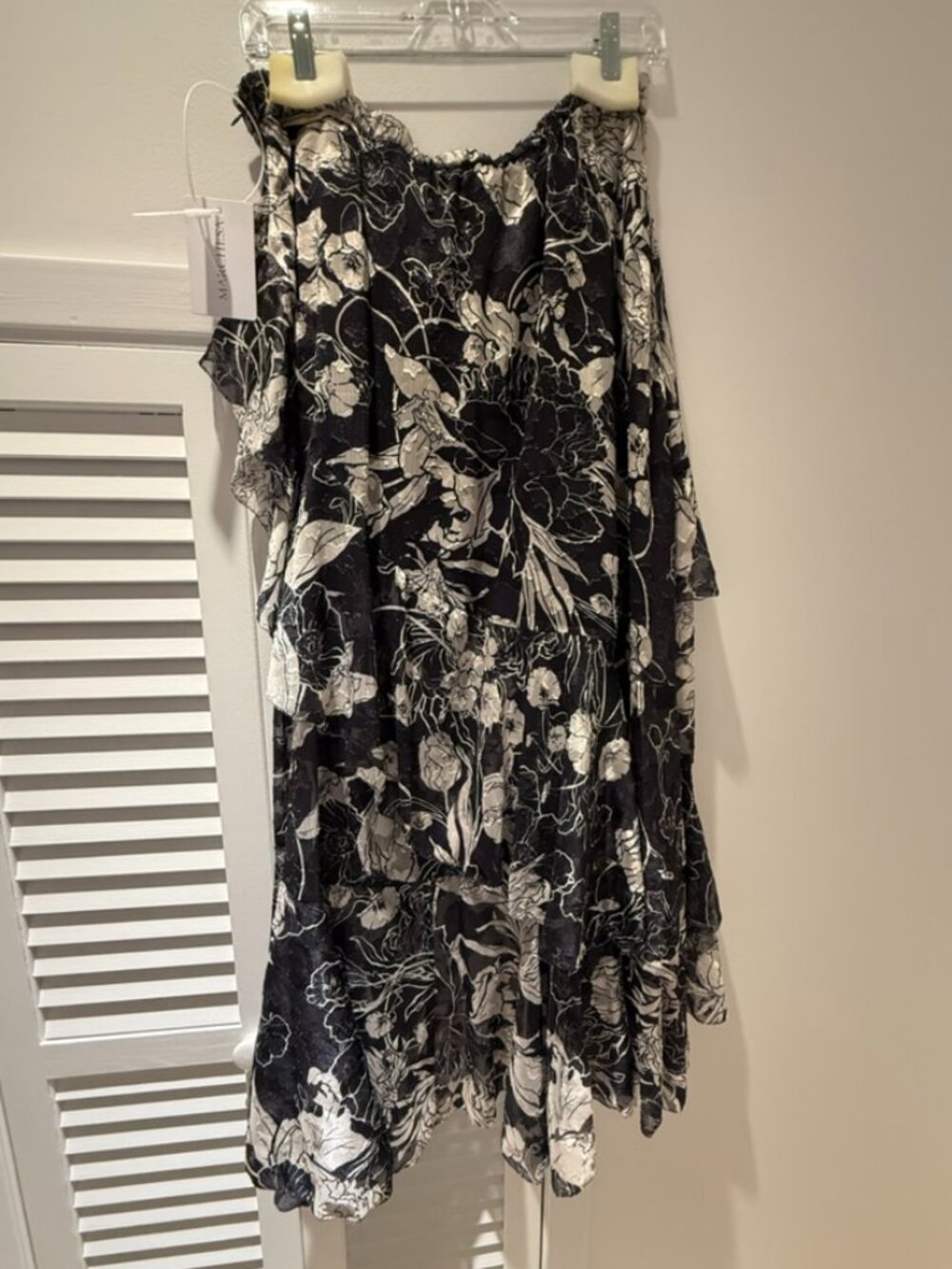 Marchesa Notte Floral Chiffon Ruffle Skirt NWT Navy Size 10